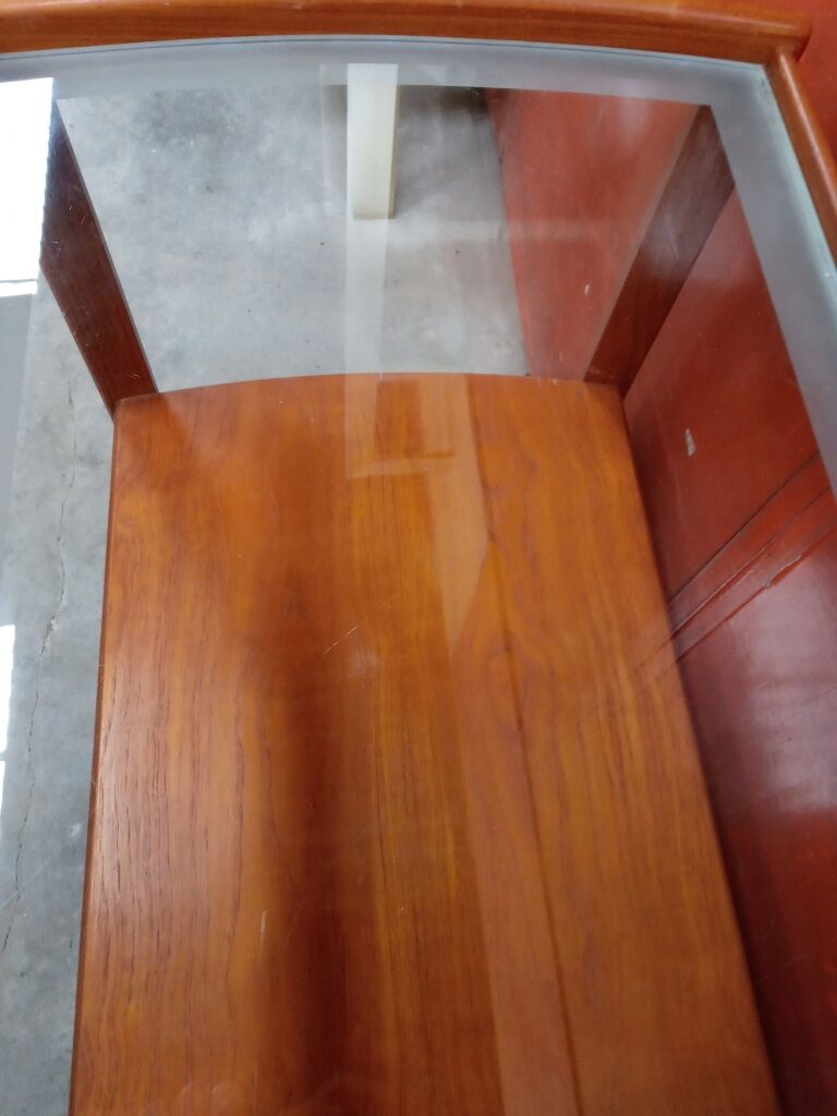 Wood and glass serving table