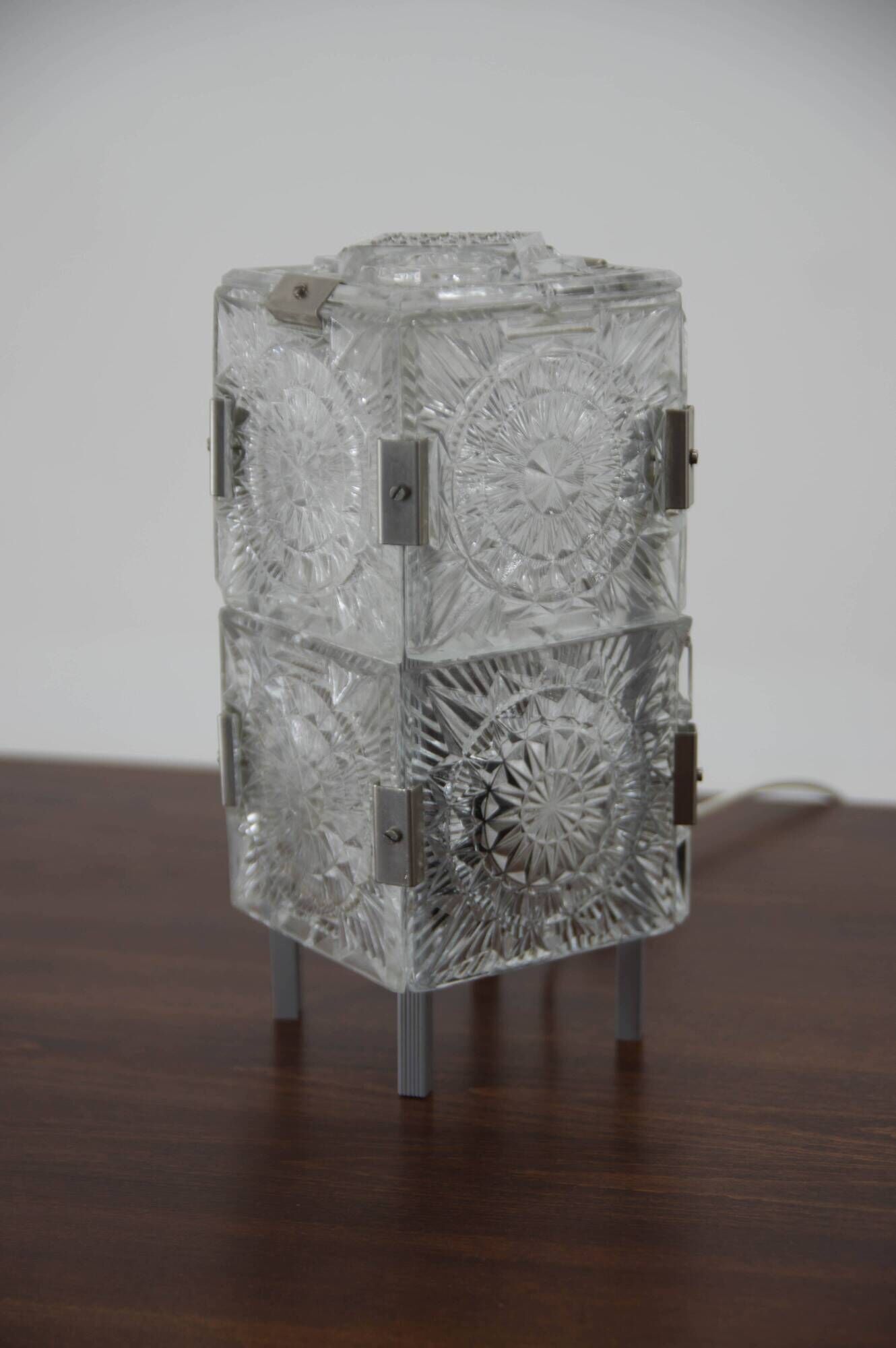 Mid-Century Glass Table Lamp by Kamenicky Senov, 1970s