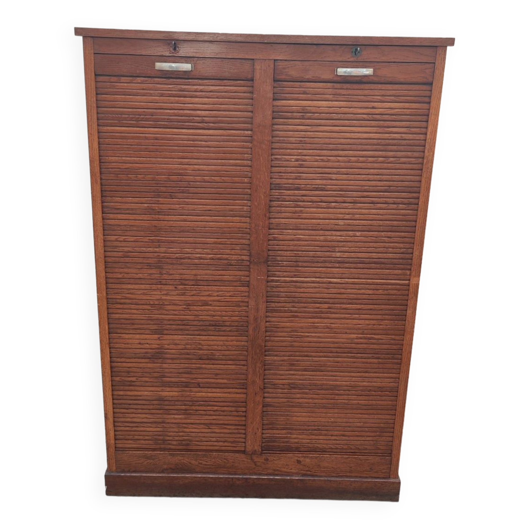 old double filing cabinet with curtains in oak professional furniture
