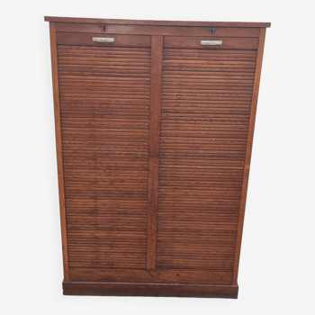 old double filing cabinet with curtains in oak professional furniture