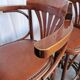 Set of 6 Vintage Bentwood Bar Stool Set: Brown Leather Seat, Nailhead Trim