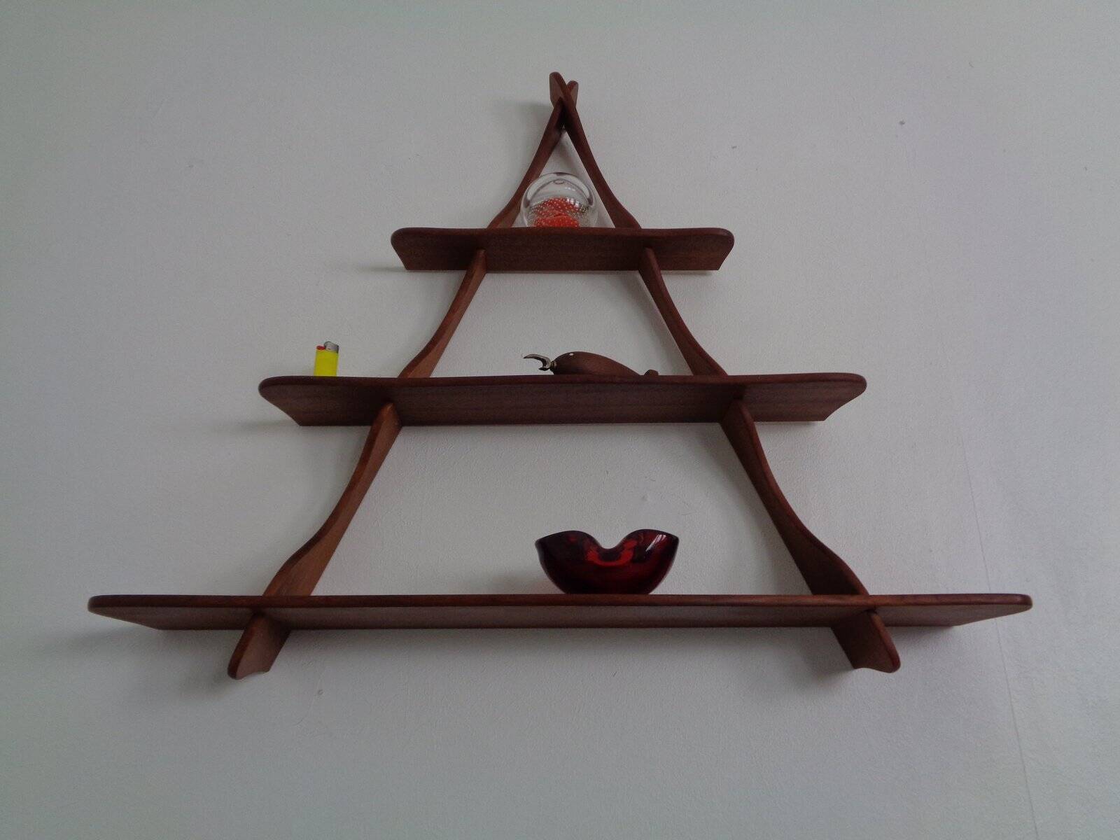 Mid-Century Triangular Teak Wall Shelf, Germany, 1960s