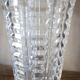 Vintage transparent cut glass pedestal vase