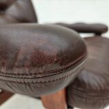 1970s, Norwegian armchair by Jon Hjortdal, furniture leather, bent wood.