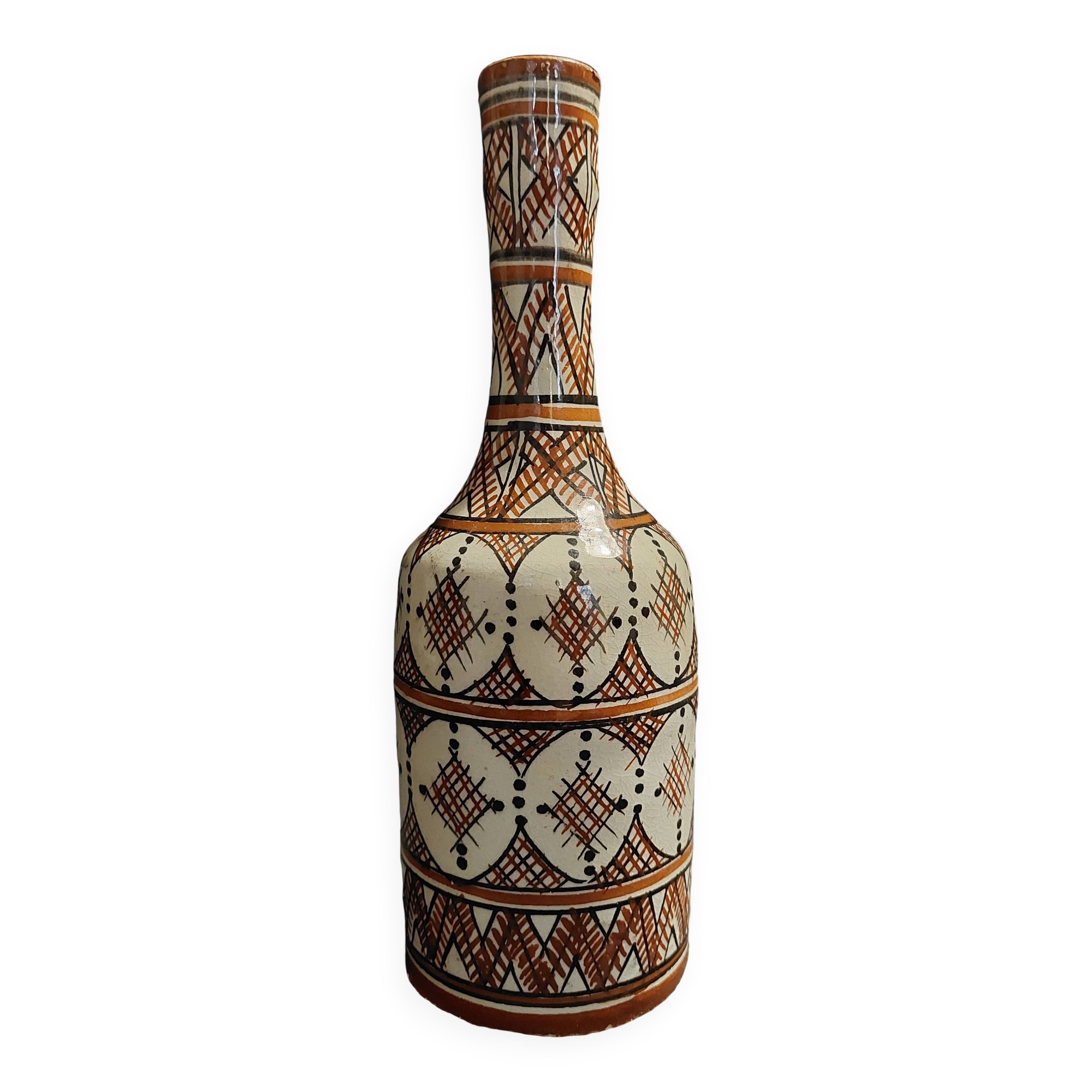 Vintage ceramic vase Morocco Safi signed