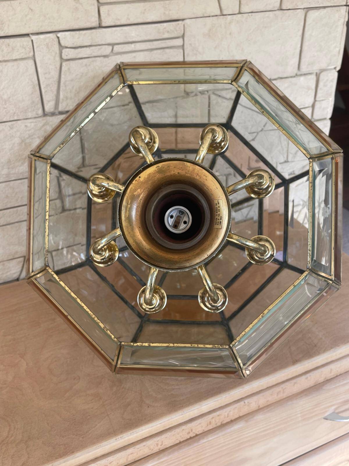 Eight-branch chandelier in beveled glass. 1940s.