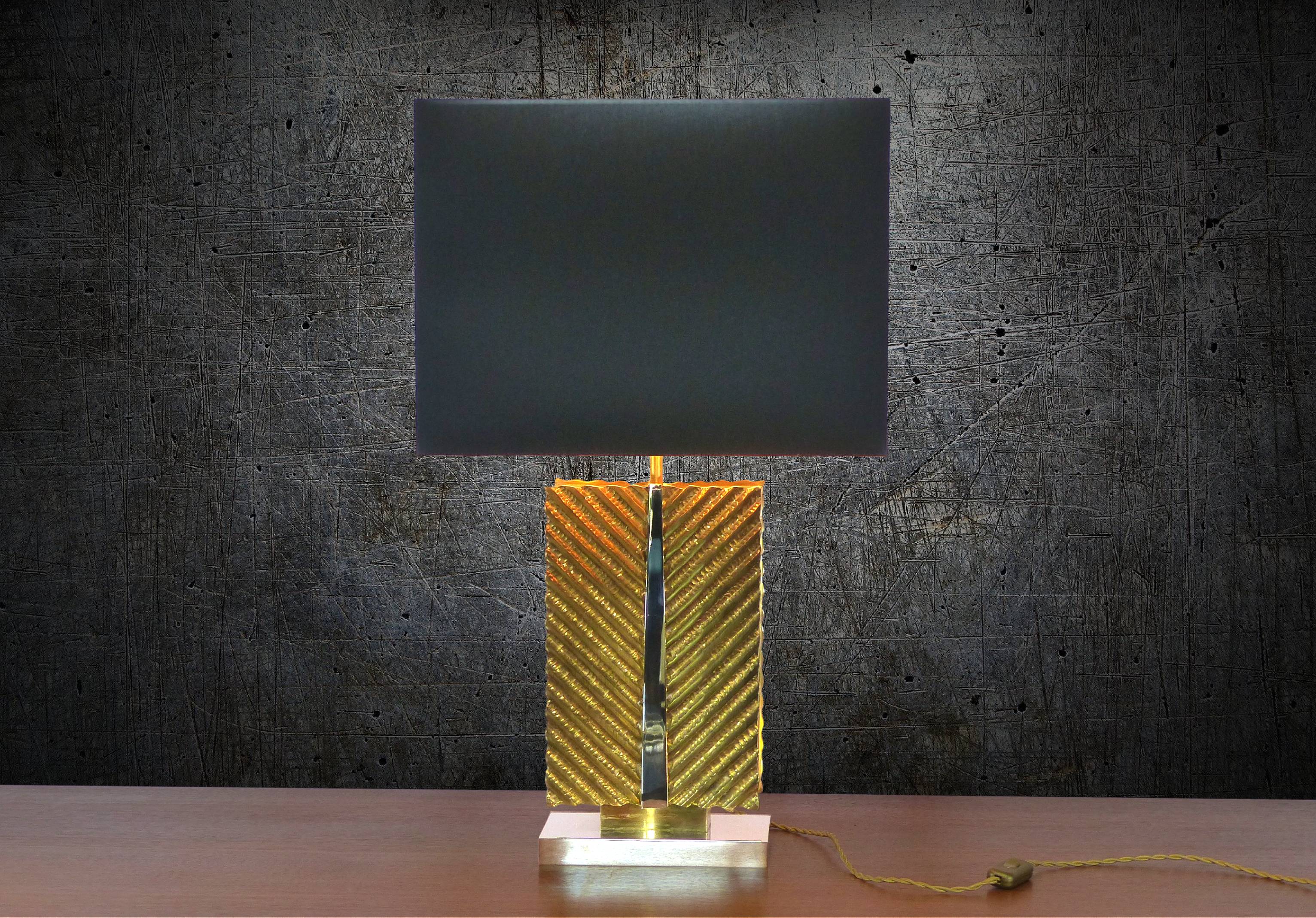 Massive brass table lamp 1970