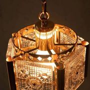 Vintage brass and frosted glass pendant, Vitrika glass pendant.