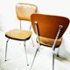 Pair of chrome and skai chairs