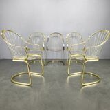 Set of 5 Gastone Rinaldi Brass Dining Chairs for Rima, Italy 1970s
