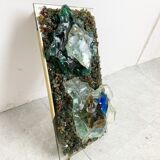 Vintage brutalist glass wall lamp 1960s