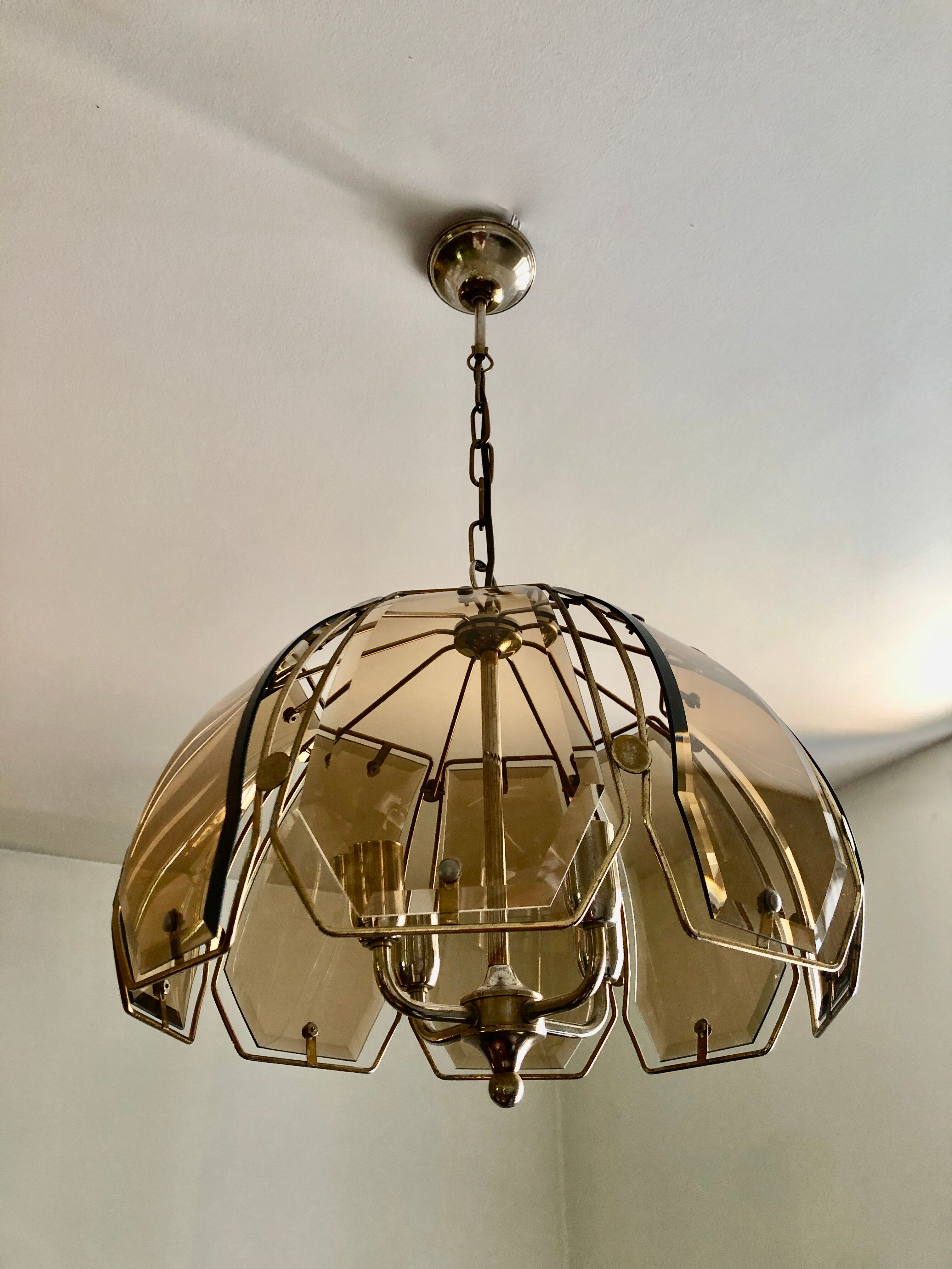 Golden Italian chandelier 4 burners 1970