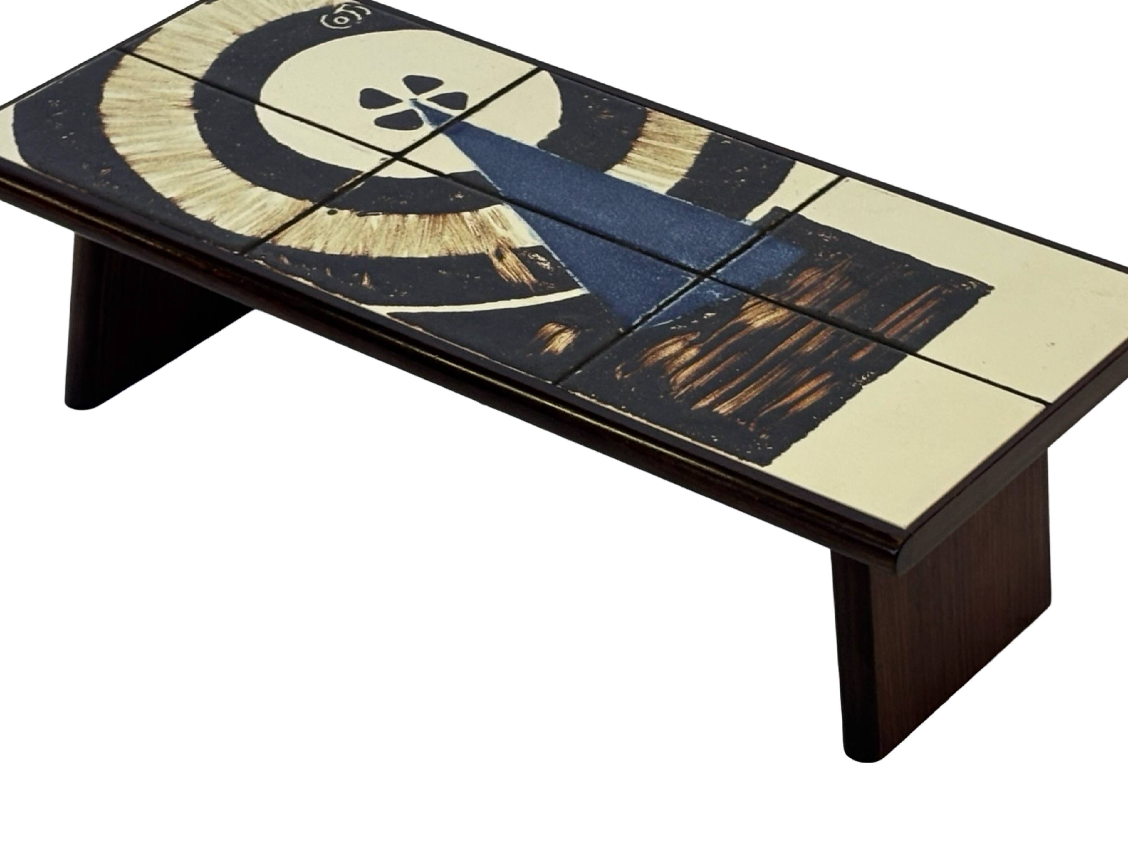 Vintage plant table small side table with rosewood tiles