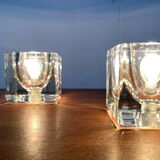Vintage German glass cube table lamps TA 14 by Peill & Putzler, 1970s, set of 2.