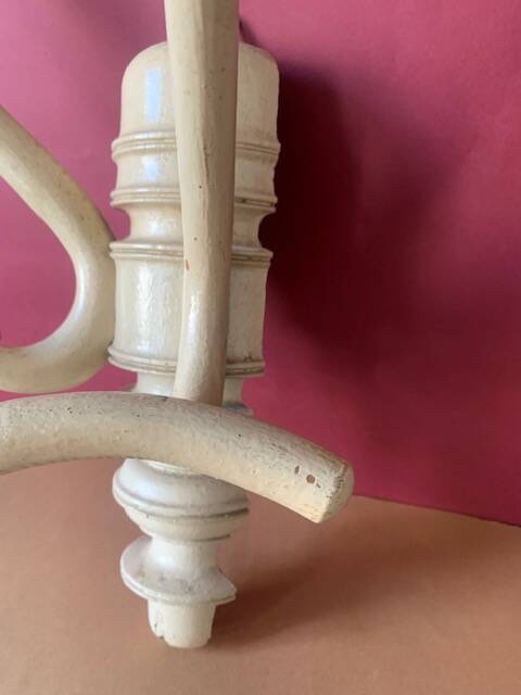 Old coat and hat rack, wall-mounted, in curved wood, from Bistrot, 1920