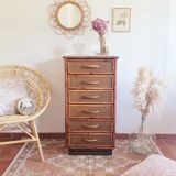 Rattan and canning chest of drawers