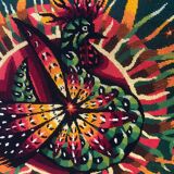 Large vintage tapestry signed elbe, peacock or phoenix 1970