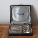 Set of 12 small spoons in silver metal, silver