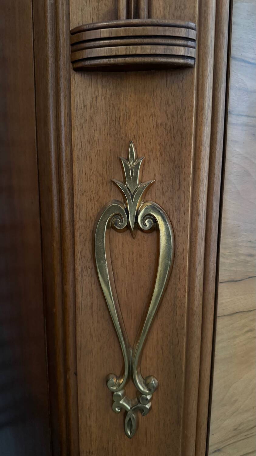 Art Deco style walnut mirrored wardrobe