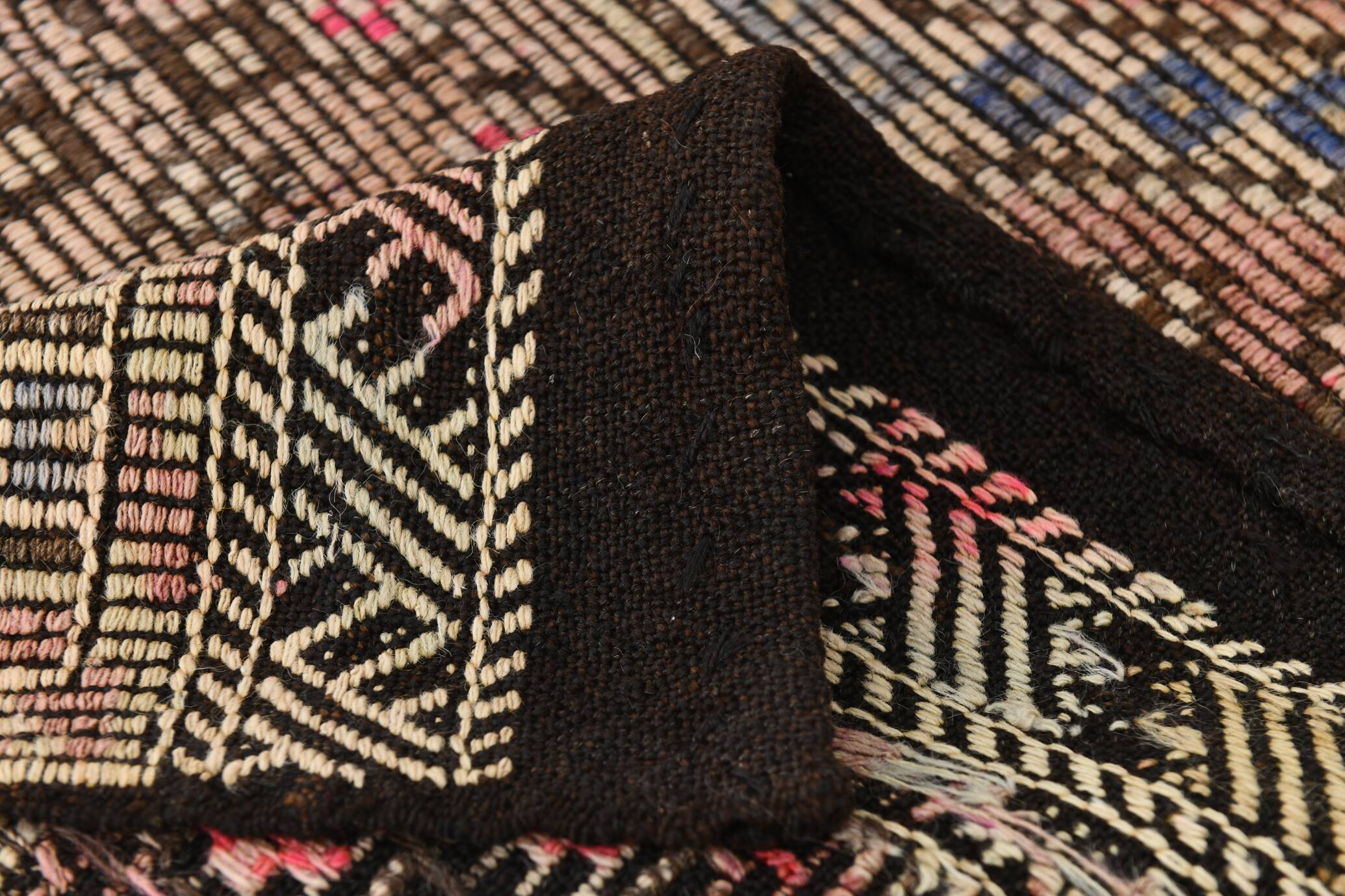Blue Cream Persian Kilim Runner Rug, 95x313Cm