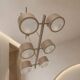Grey metal Sputnik chandelier Stilnovo Lelli Style with 6 arms Italian