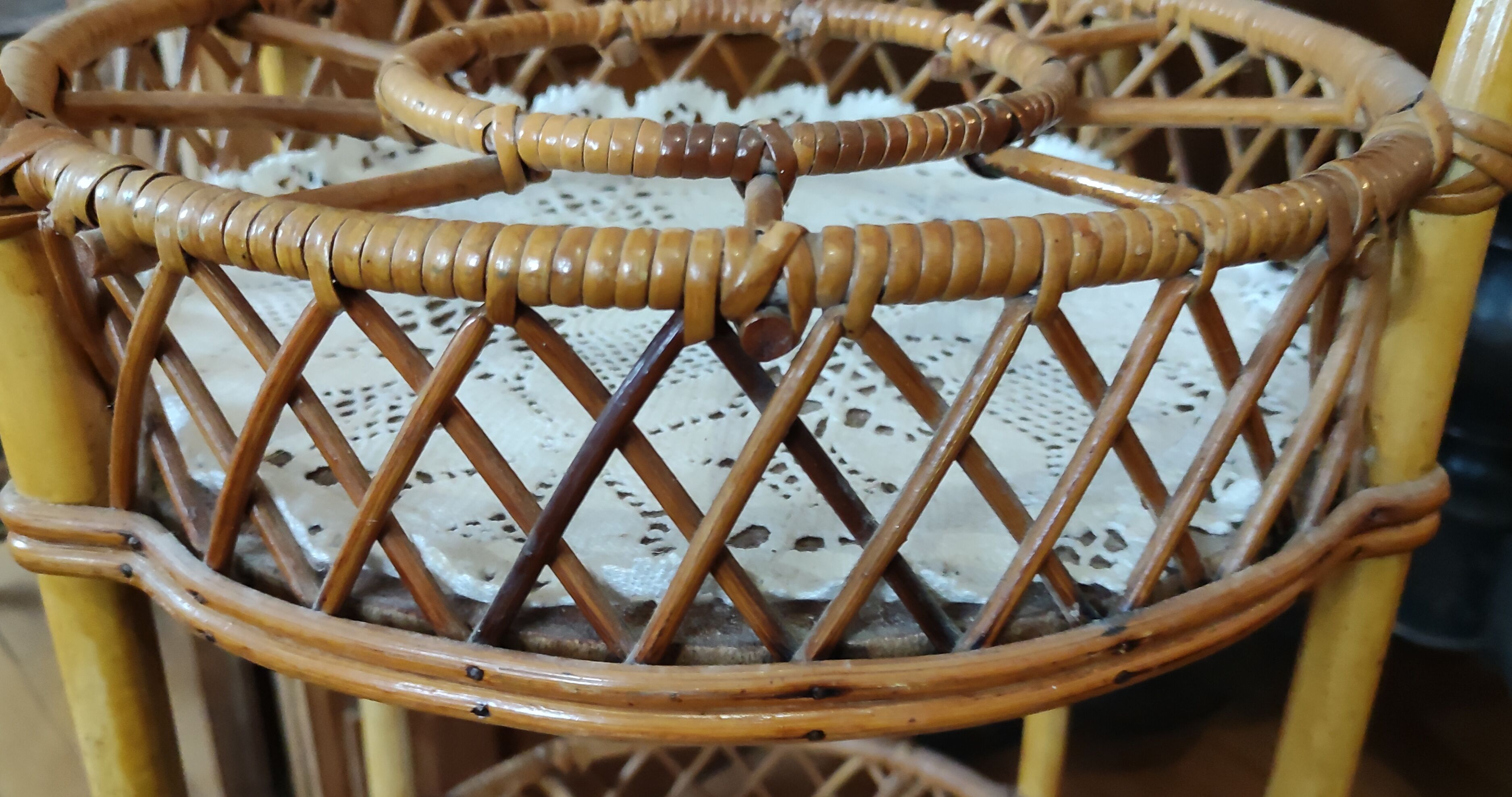 Rattan serving table