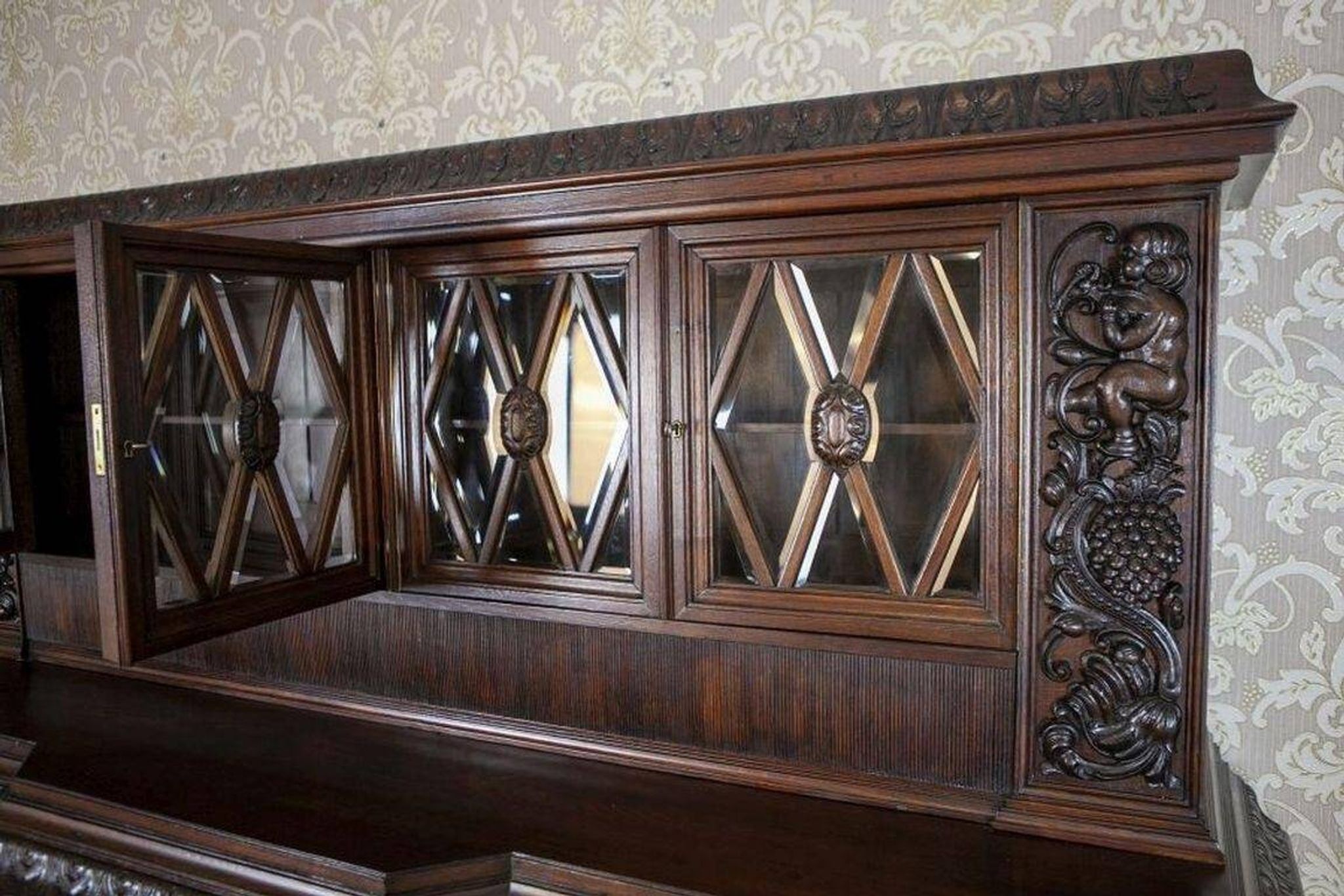 Interwar Oak Sideboard in Dark Brown, 1930s