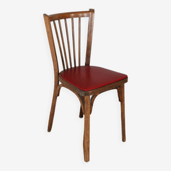 Baumann n°12 dark beech red leatherette chair