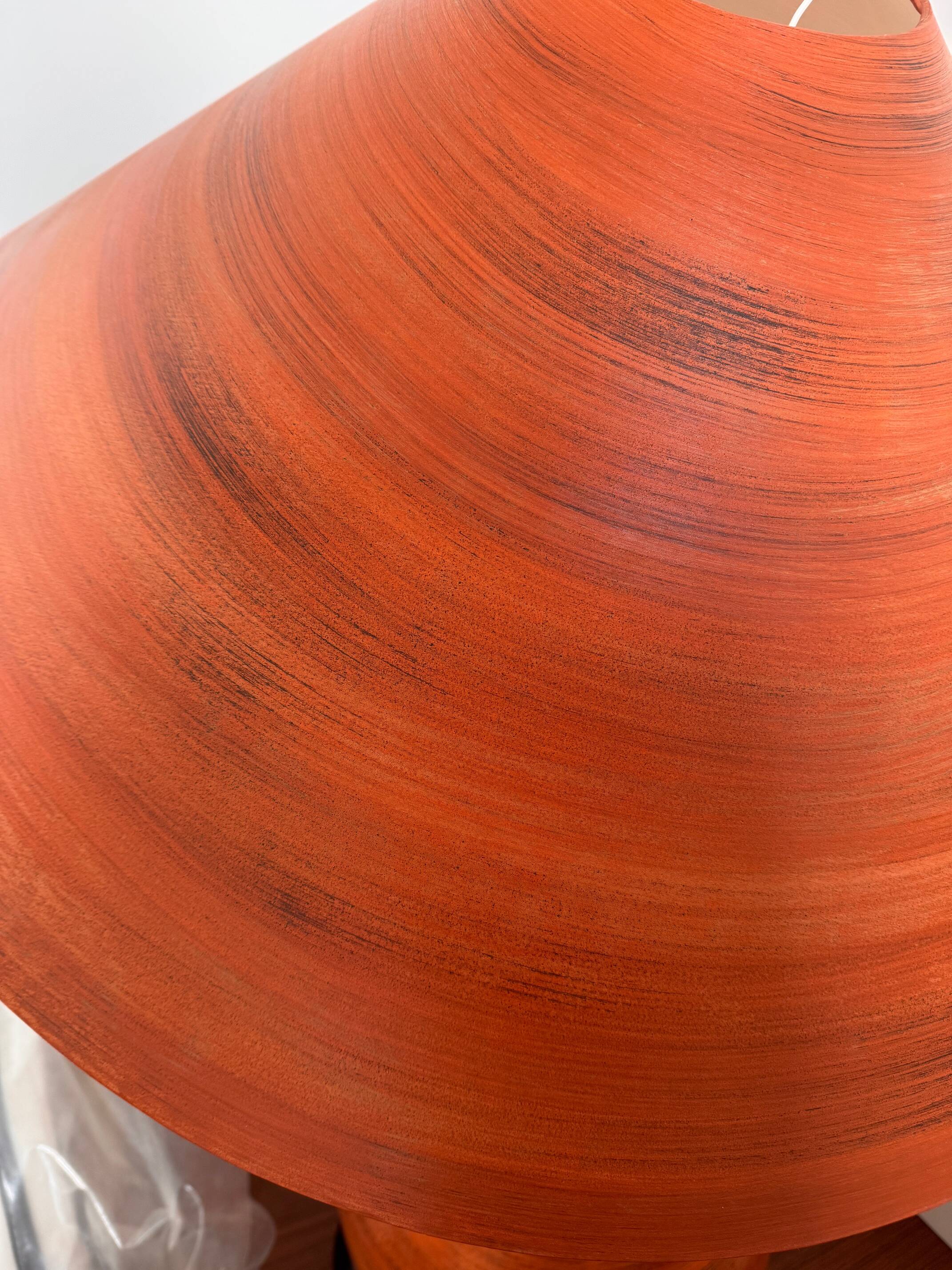 Sculptural lamp in terracotta ceramic