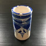 Lot 5 vases blue decoration signed