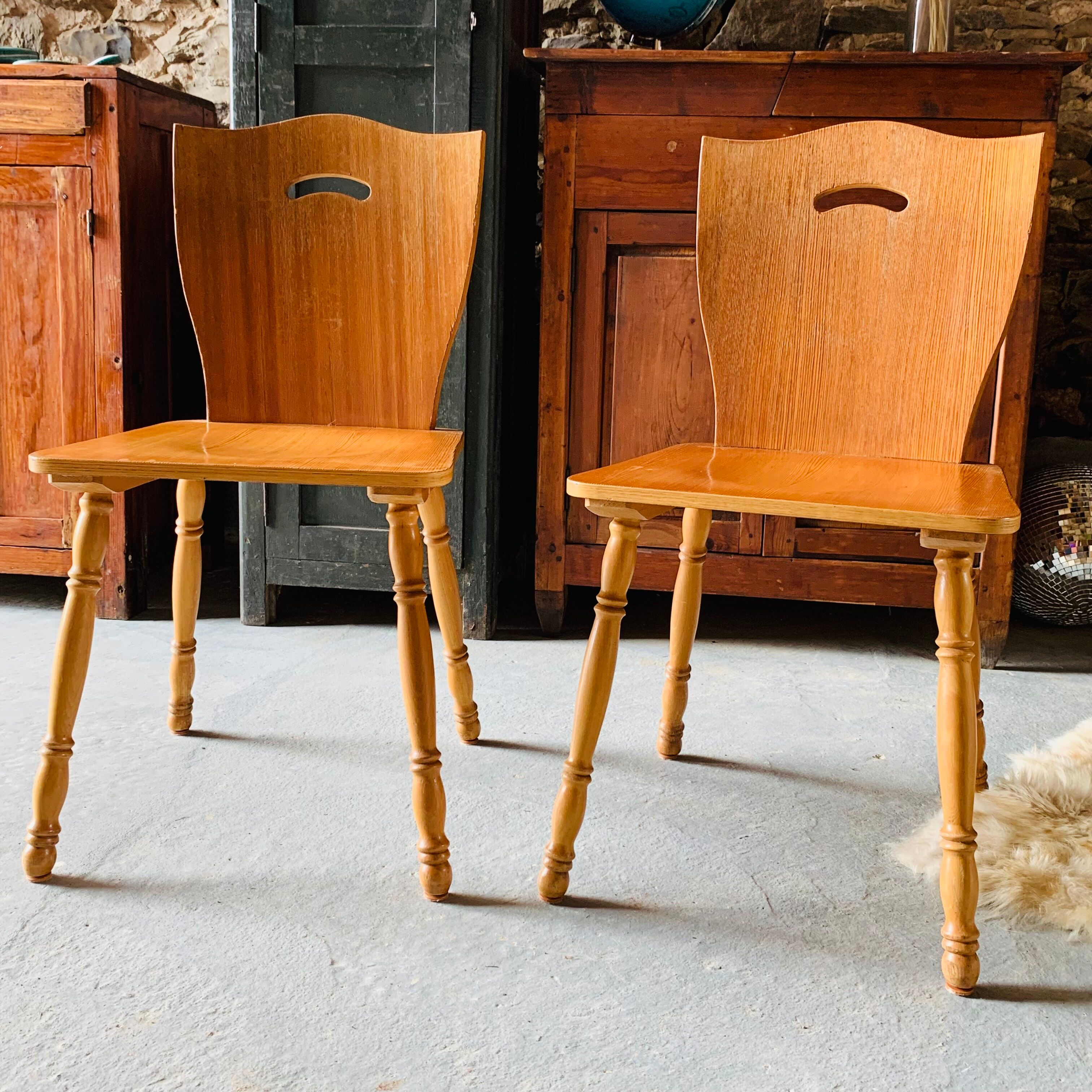 Paire de chaise bois blond  - 1960's