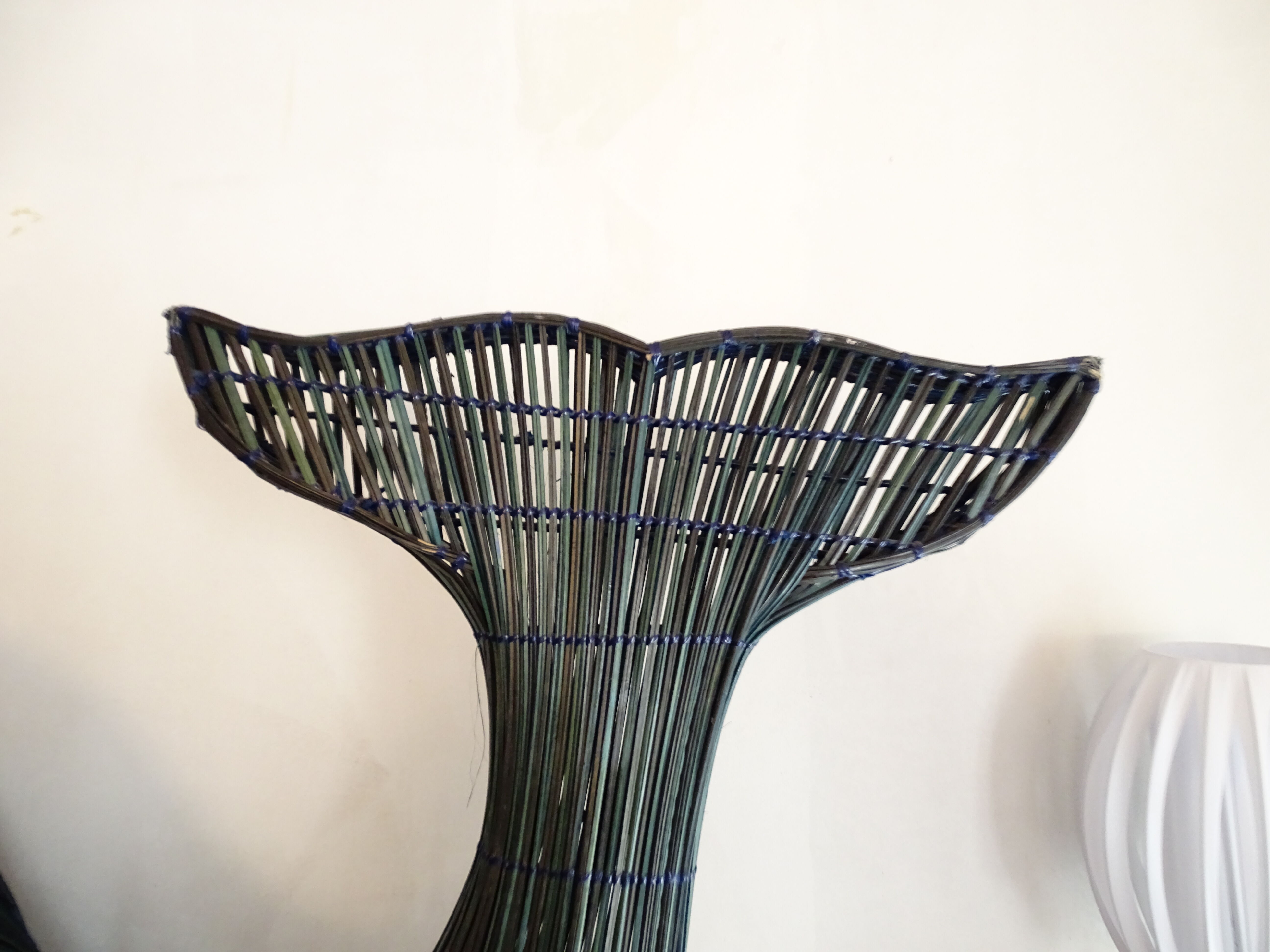 Vintage giant whale wicker storage box