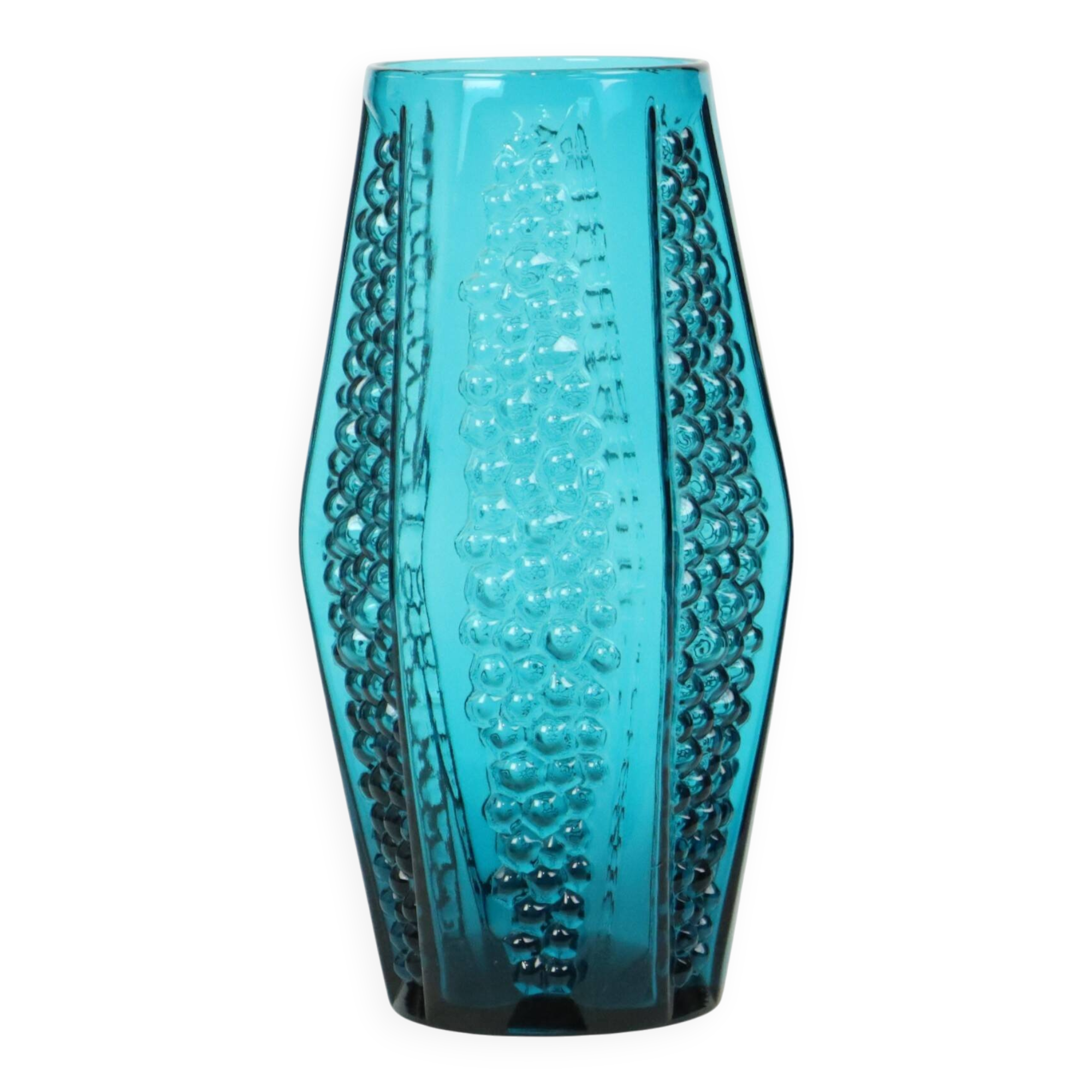 Vase à bulles vintage design bleu Stolle Nieman 1970