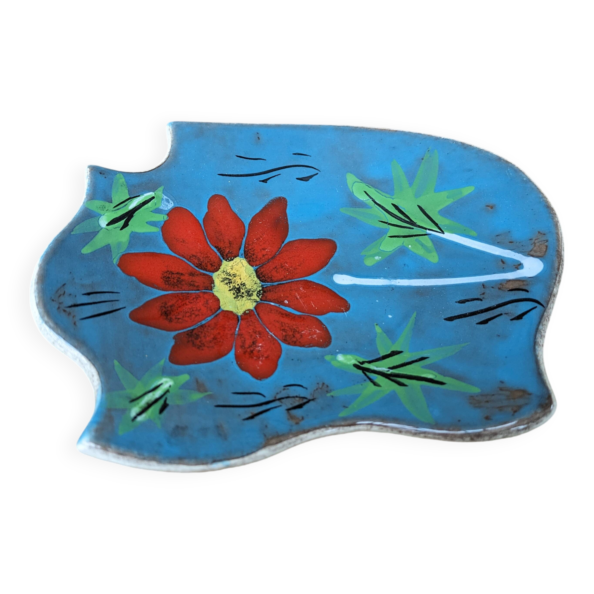 Assiette vide poche en céramique peint à la main motif fleur