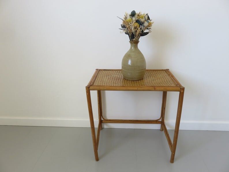 Side table, rattan couch end 60s 70s