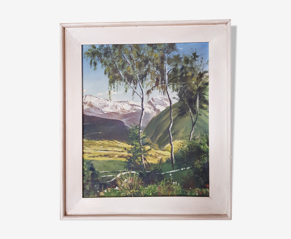 Tableau ancien huile sur toile région Savoie