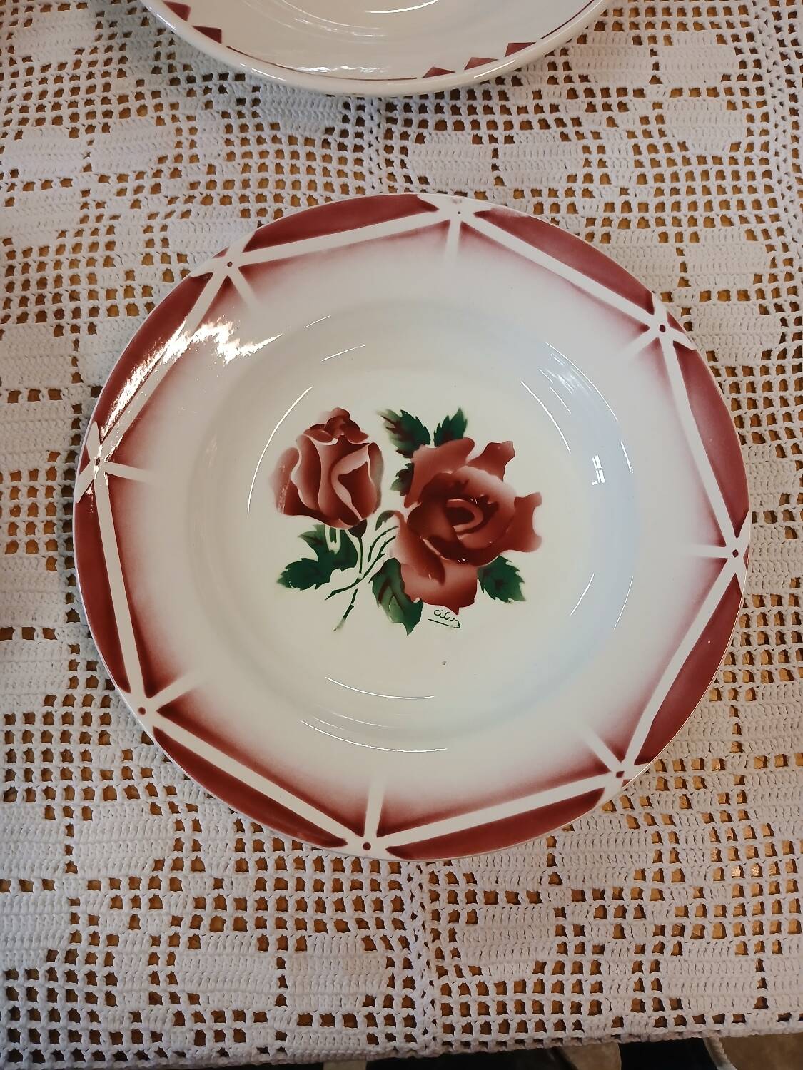 6 mismatched antique soup plates