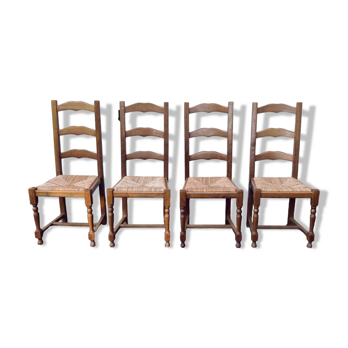 4 oak straw farmhouse chairs