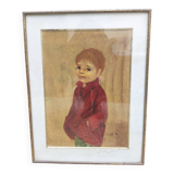 Tableau portrait d'enfant signé Nadi Ken