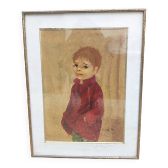Child portrait painting signed Nadi Ken