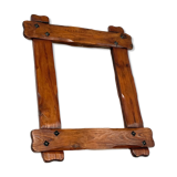 Vintage brutalist mirror in solid wood 53x65cm