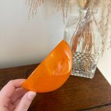 Vintage set of 6 small bowls or cups in slightly bubbled orange glass