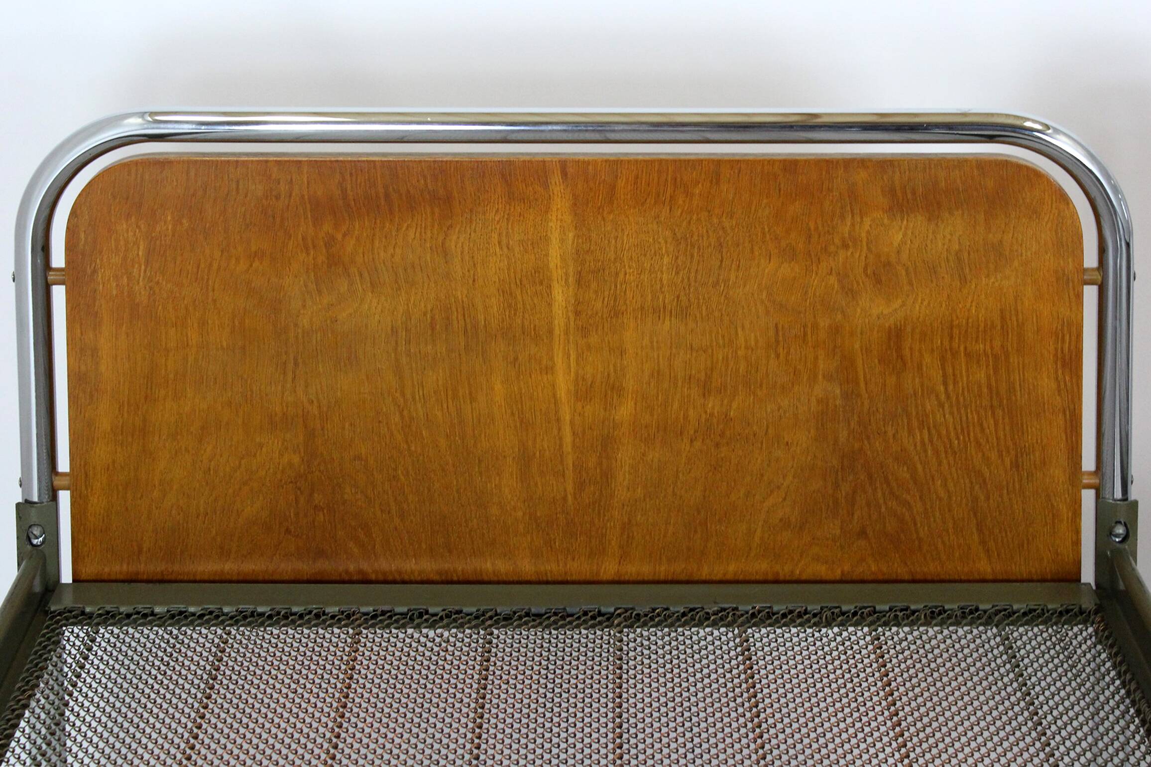 Bauhaus Oak and Tubular Steel Beds, 1940s, Set of 2