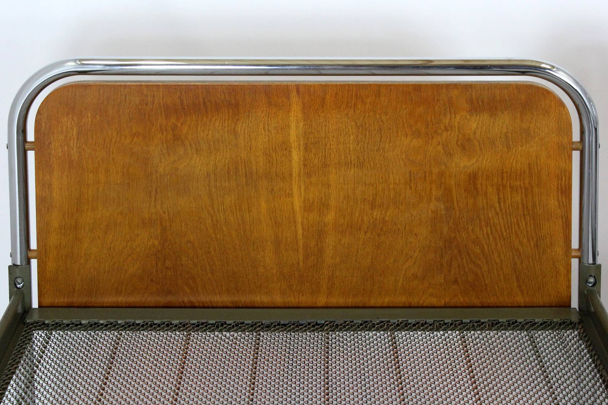 Bauhaus Oak and Tubular Steel Beds, 1940s, Set of 2