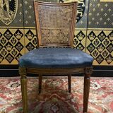 Suite of 6 Louis XVI style cane and velvet chairs