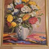 Table canvas bouquet of flowers