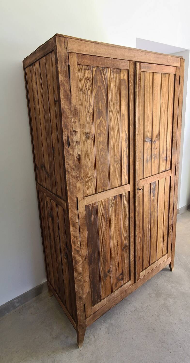 Old Parisian wooden linen wardrobe