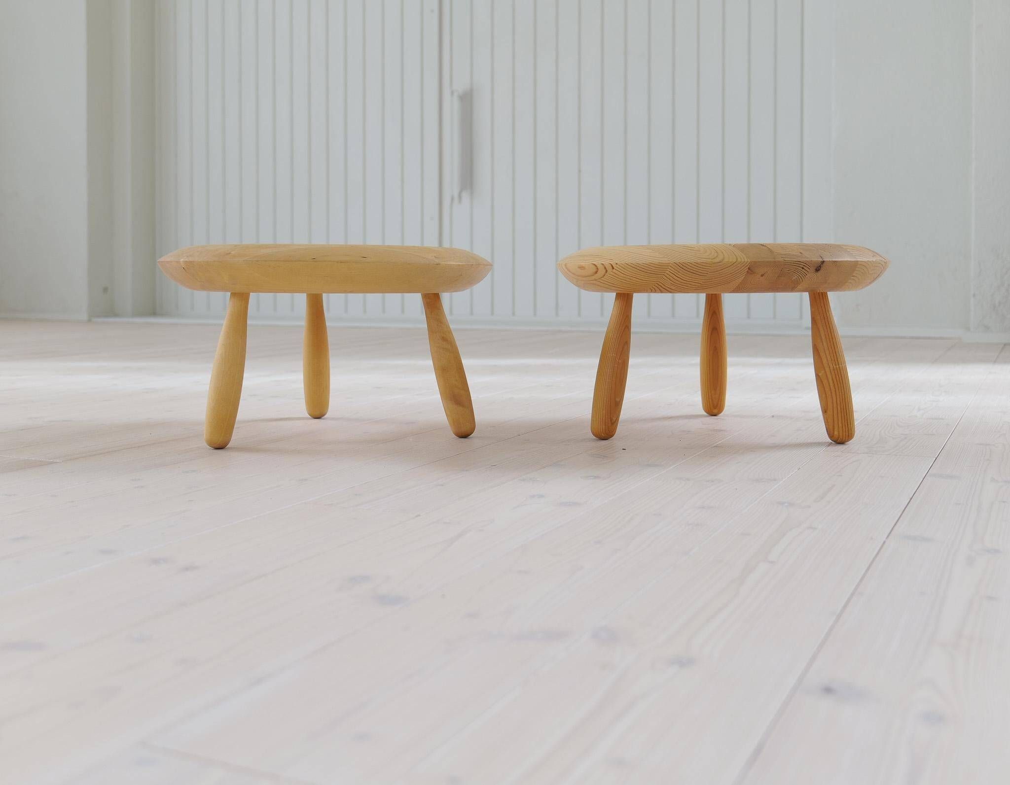Swedish pair of organic mushroom stools in birch Ikea 2009