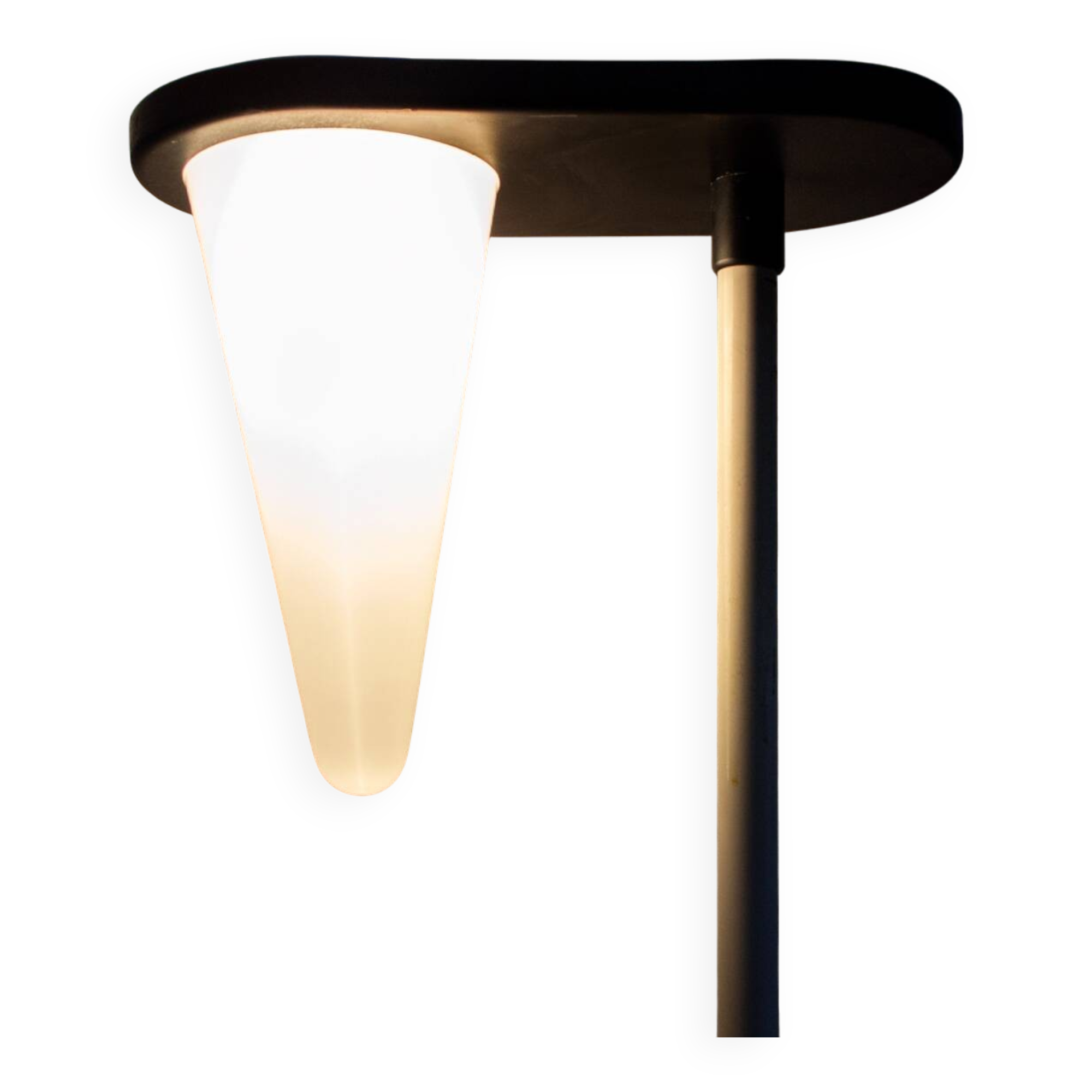 Lampada da terra alogena cono di vetro e metallo laccato Italia  Anni '70