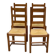 4 solid wood and straw chairs, farmhouse style from the 1950s.